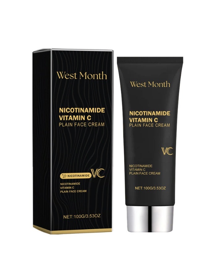West Month Nicotinamide Vitamin C Face Cream 100g Plain Moisturizer Strengthens Skin Barrier Brightens Dull Skin Reduces Oil Provides Long Lasting Hydration Smooth Finish Softening Daily Use Skincare Essential Unisex - Image 1